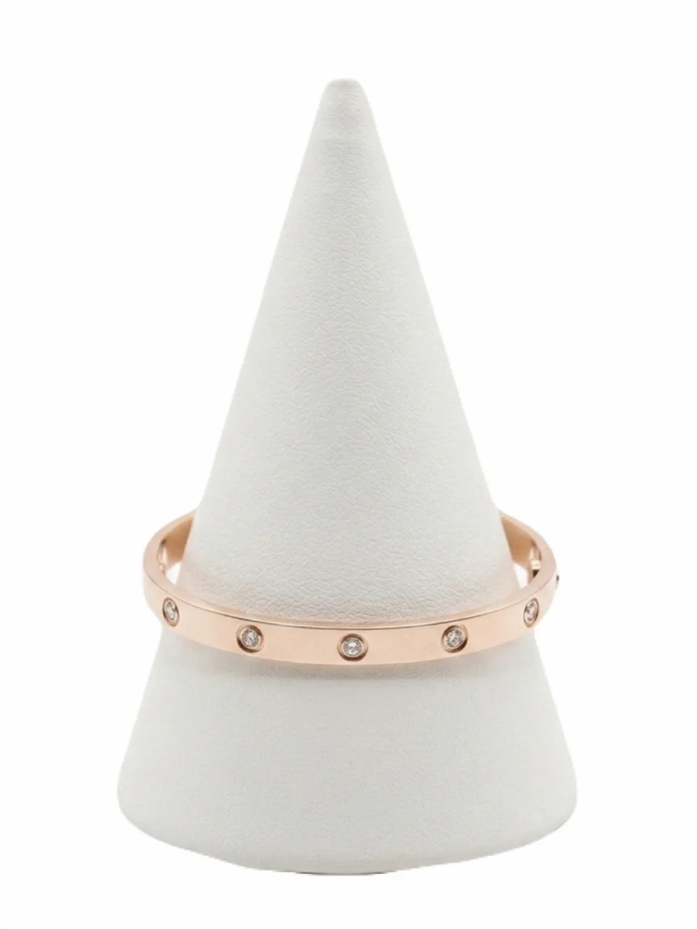 New Elegant Rose Gold Stainless Steel Luxury High-End White Sapphire Bangle